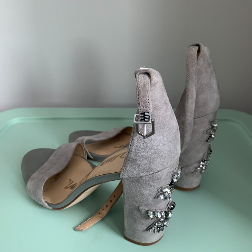 Sam Edelman Gray Bejewelled Heels - Size 11